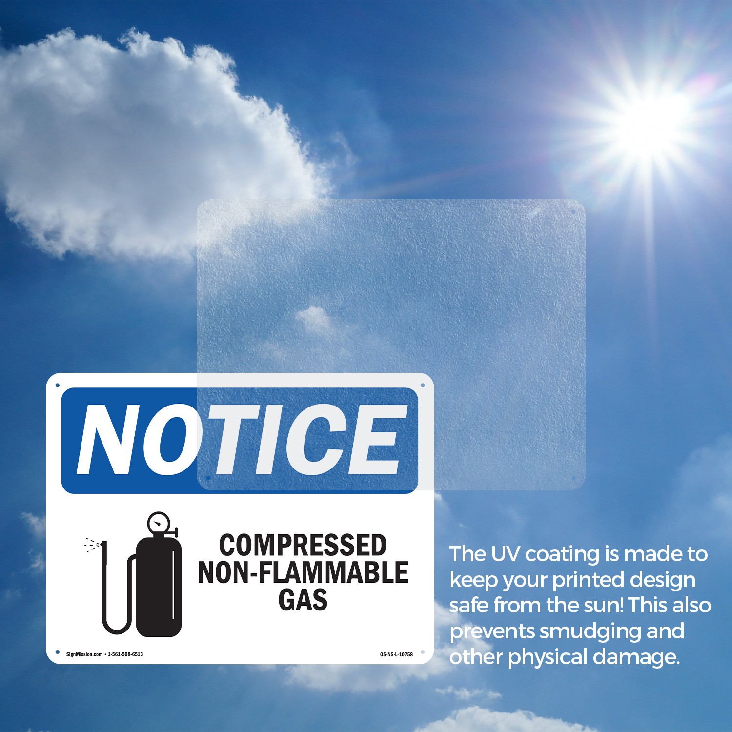 Compressed Non OSHA Notice Sign Metal, Plastic, Or Decal – 5 or 10 Pack