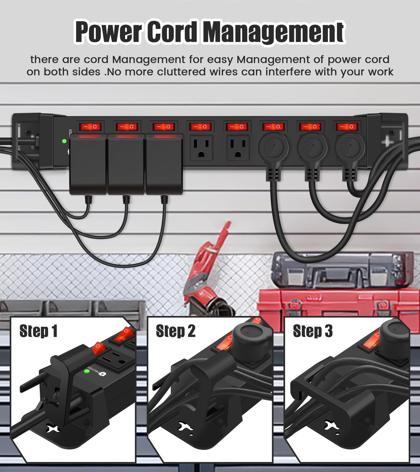 Heavy Duty Power Strip with Individual Switches,8 Outlets 14 Gauge Industrial…