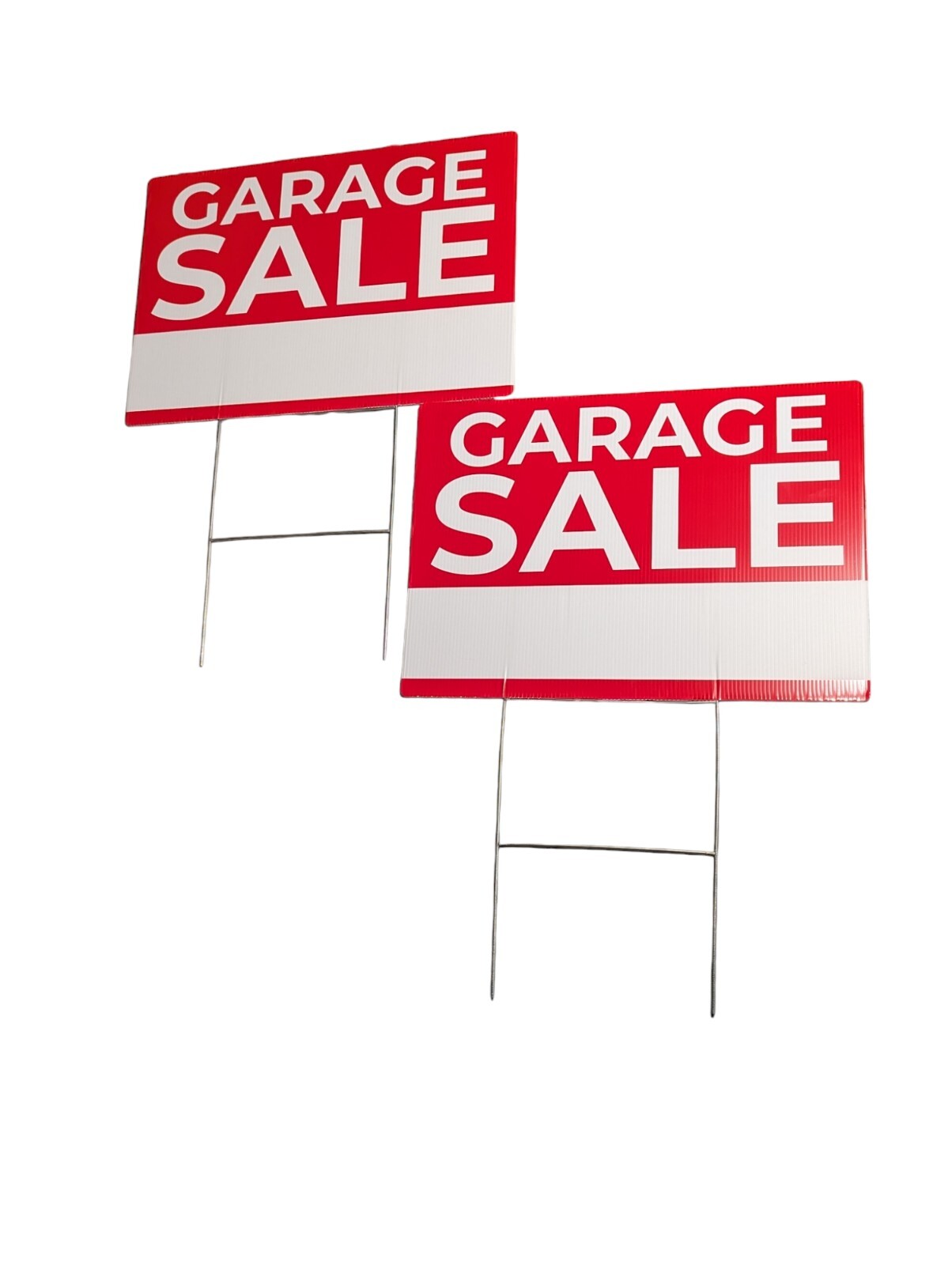 2 Pack Garage Sale Signs 17&Prime;x12&Prime; Weather Resistant Plastic With 16&Prime; Stakes New