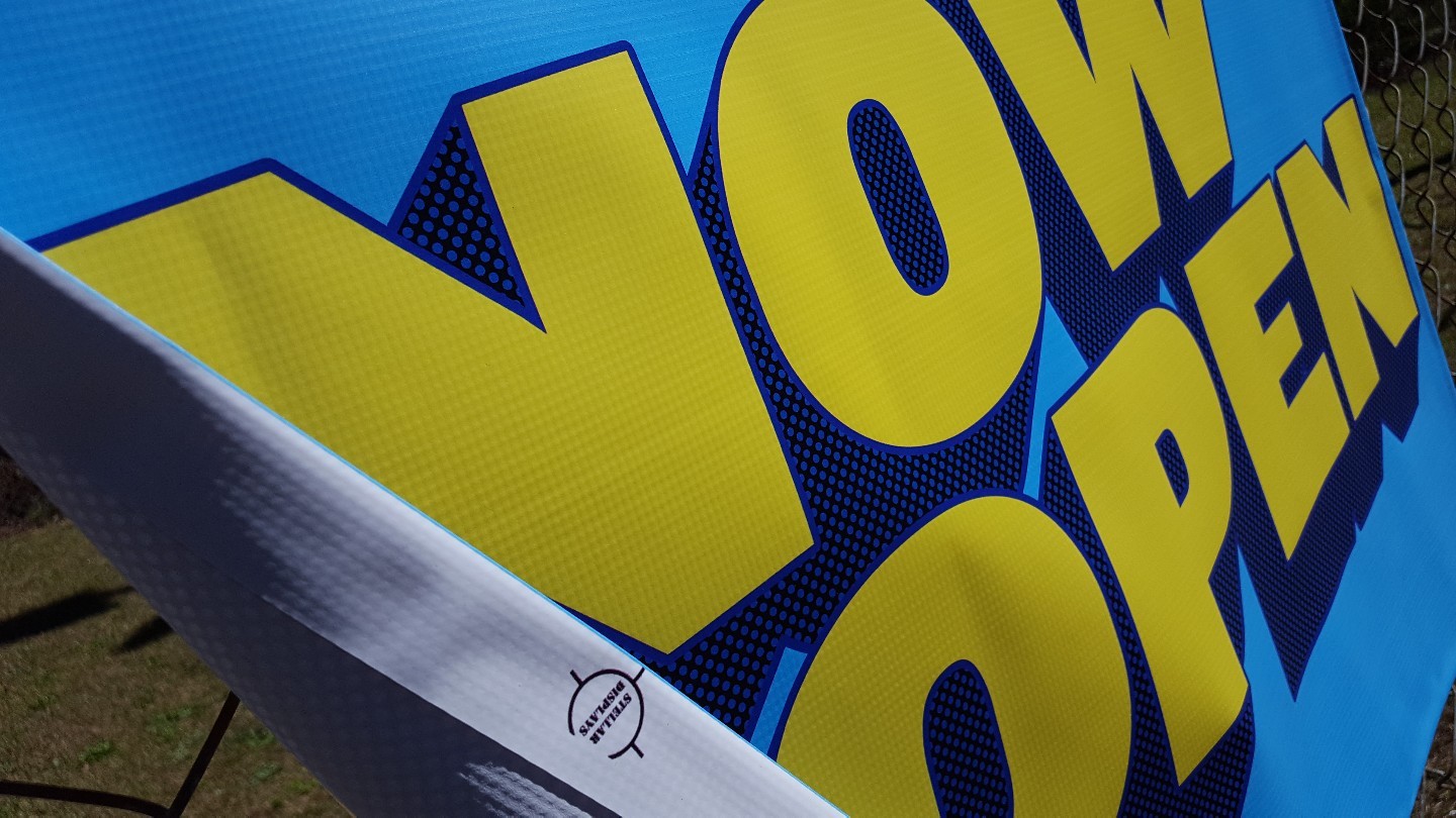 NOW OPEN Banner Sign Display Store Shop Restaurant Pawn Boutique Comic Arena NEW