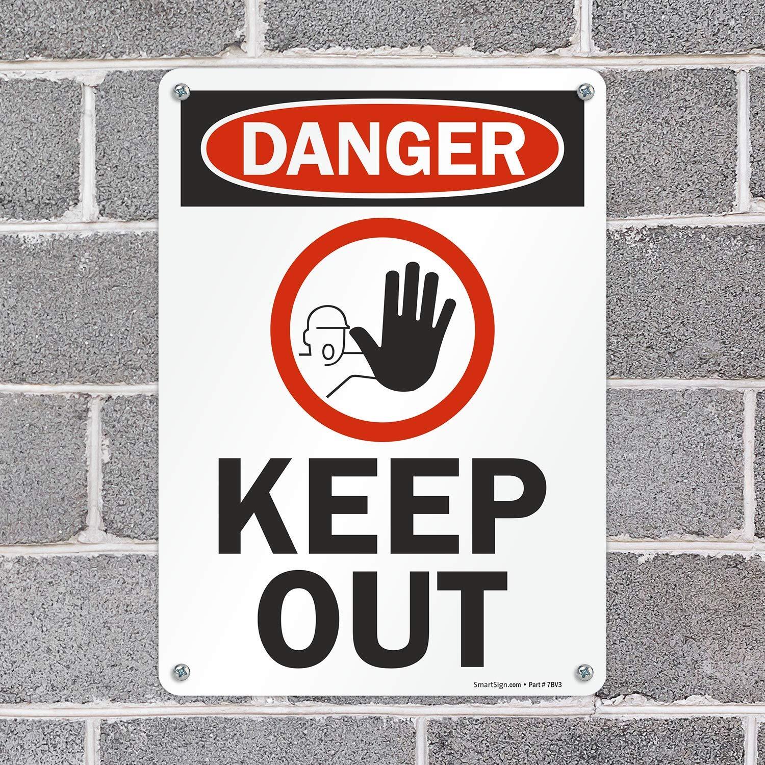 10×14 inch « Danger – Keep Out » Sign Heavy Duty Industrial Plastic Red Black