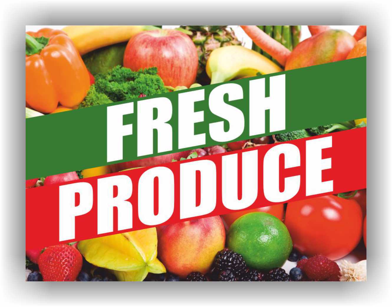 FRESH PRODUCE Yard Sign Corrugate Plastic with H-Stakes farm vegetables fruits