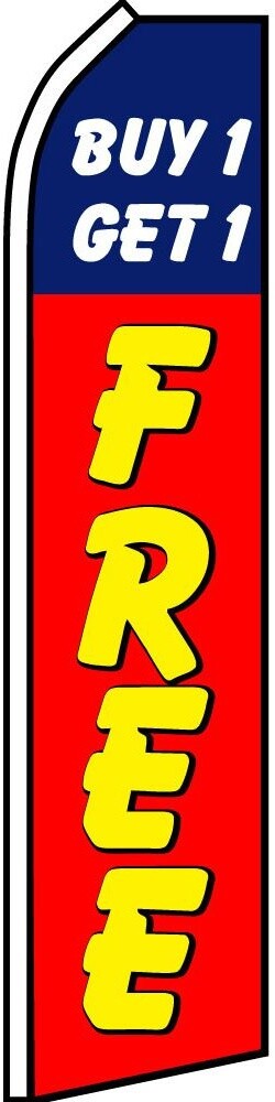 BUY 1 GET 1 FREE FLUTTER FLAG Tall Advertising Sign Feather Swooper Ad Banner