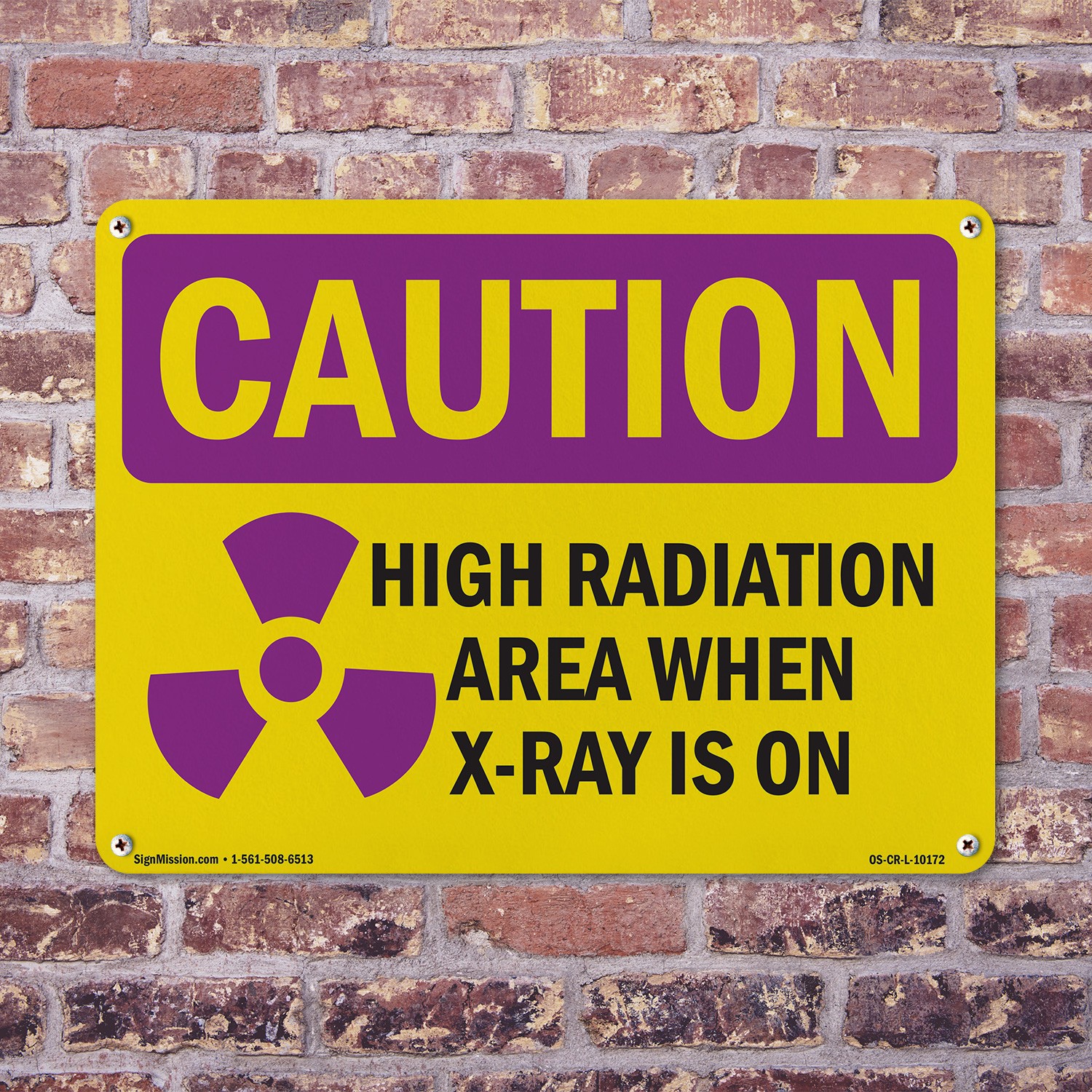 High Radiation Area X OSHA Caution Radiation Sign Metal, Decal – 5 or 10 Pack