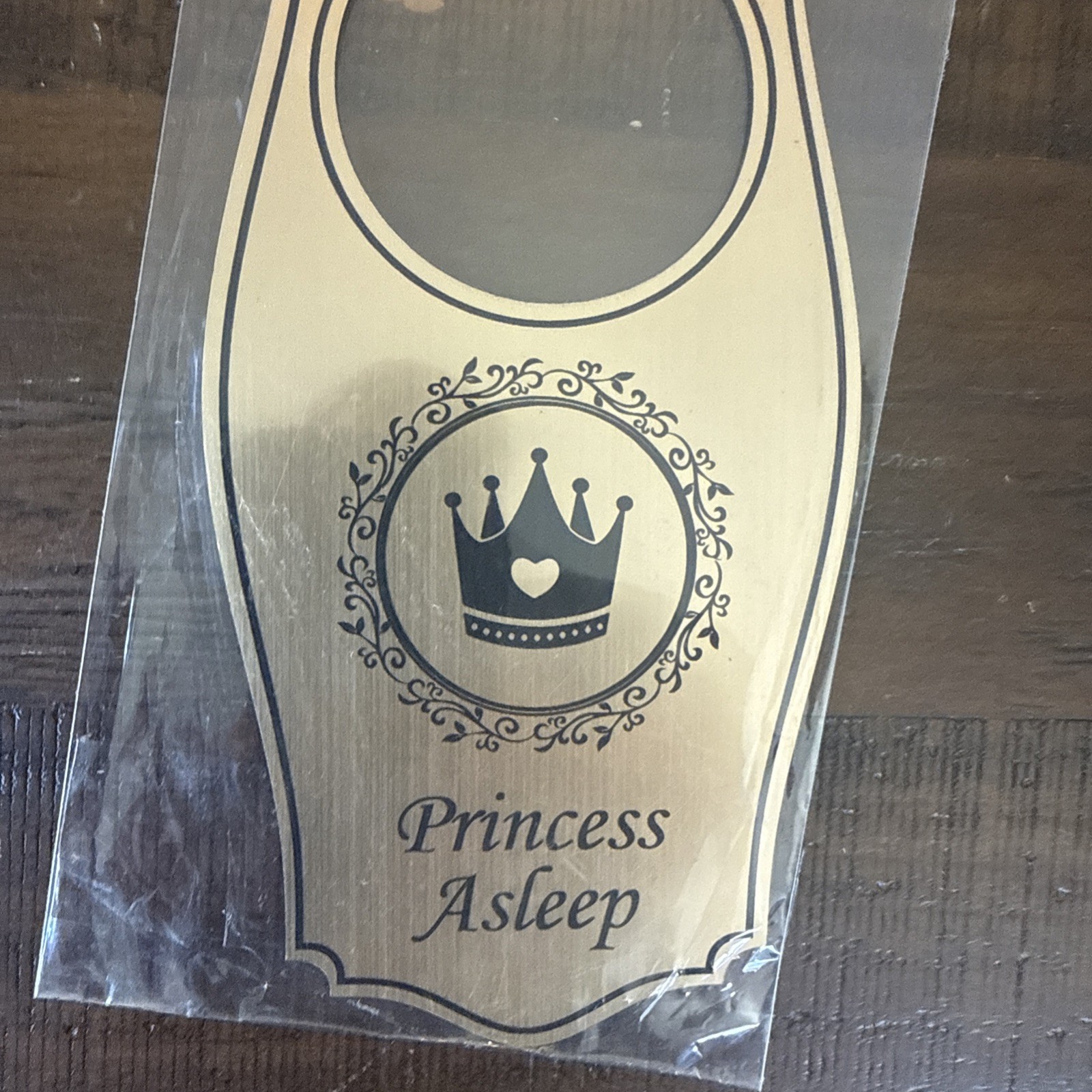 Signs ByLITA Princess Asleep Door Hanger – Brushed Gold, 4&Prime; x 8&Prime;