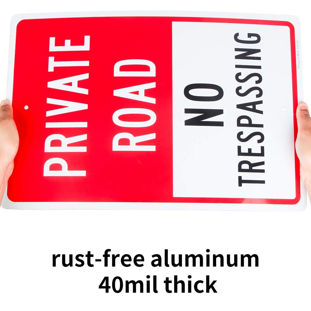 Private Road – No Trespassing 12&Prime; x 18&Prime; ACM Reflective Aluminum Metal Sign Large