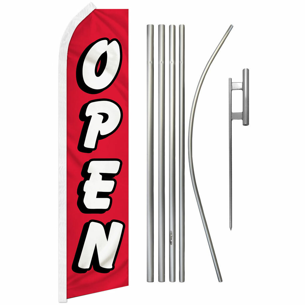 Open Swooper Flutter Feather Advertising Kit Flag Red/White