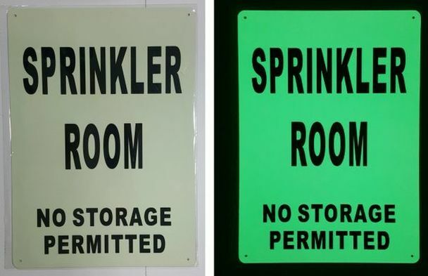 SPRINKLER ROOM SIGN GLOW IN THE DARK (HEAVY DUTY,ALUMINUM SIGN 10X14)-REF24-1027