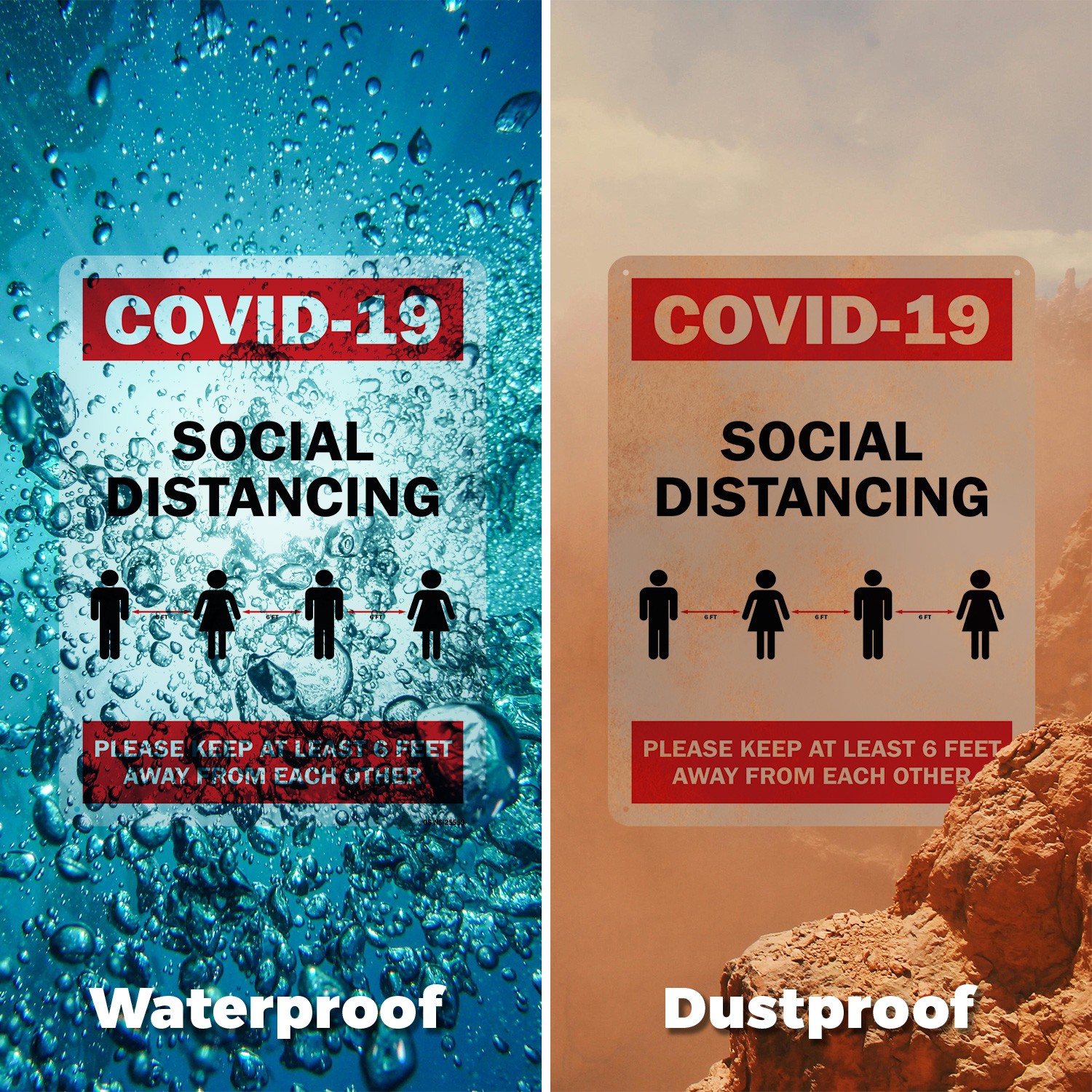 COVID-19 Social Distancing Please Keep 6 Feet Away Public Safety Sign 5/10 Pack