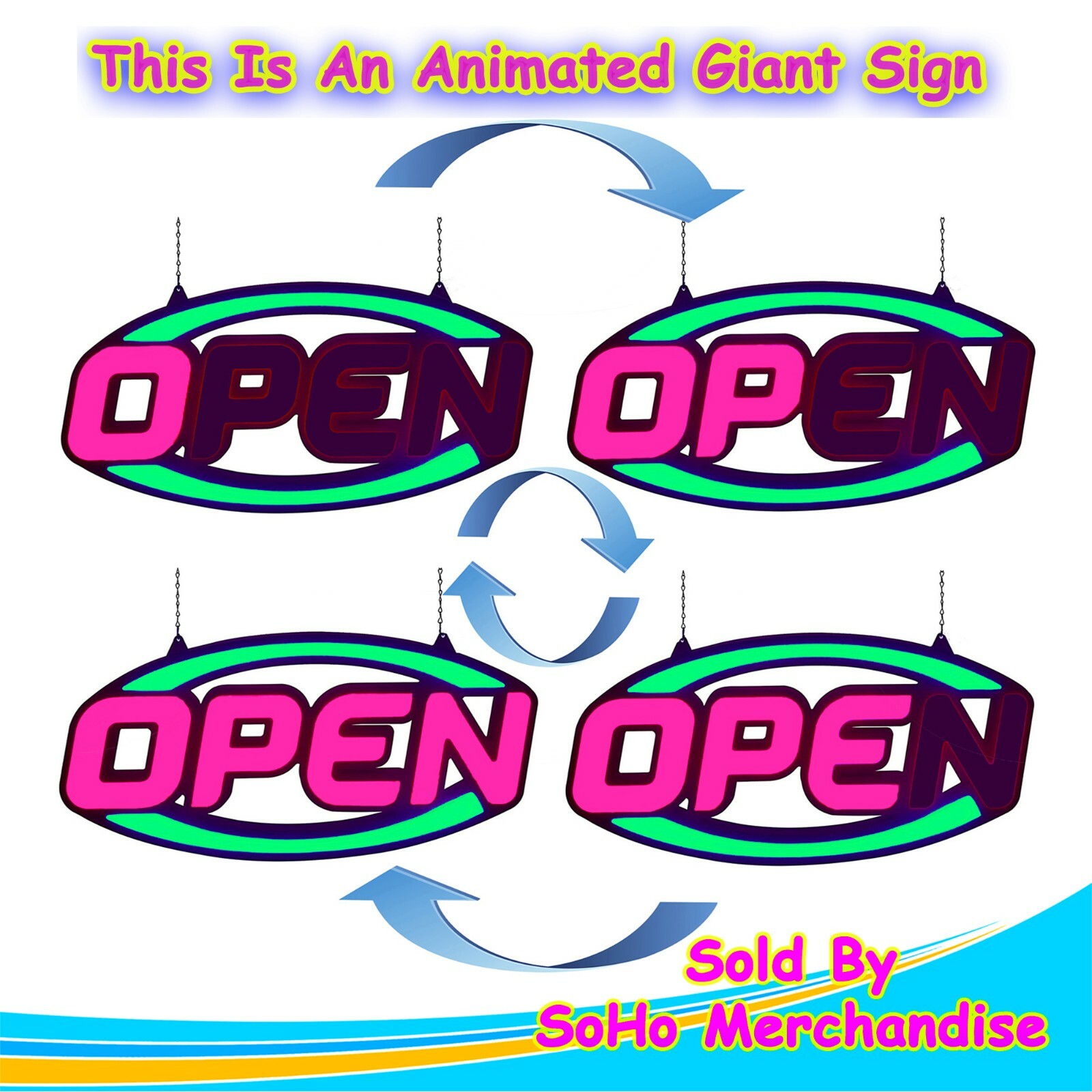 Large LED Neon Open Sign 32&Prime; Light Bright for Restaurant Bar Store Shop Market