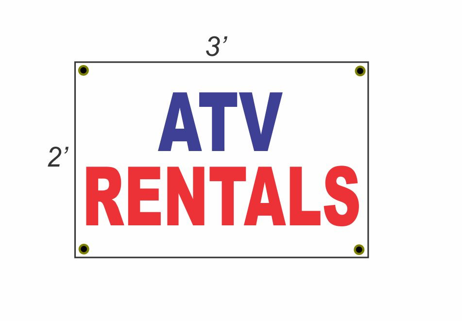 2×3 ATV RENTALS Red White & Blue Banner Sign