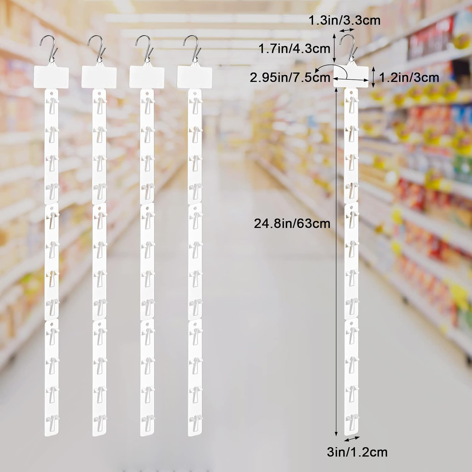10 Pack Station Hanging Strips Plastic Display Merchandise Strip with Clips Hook