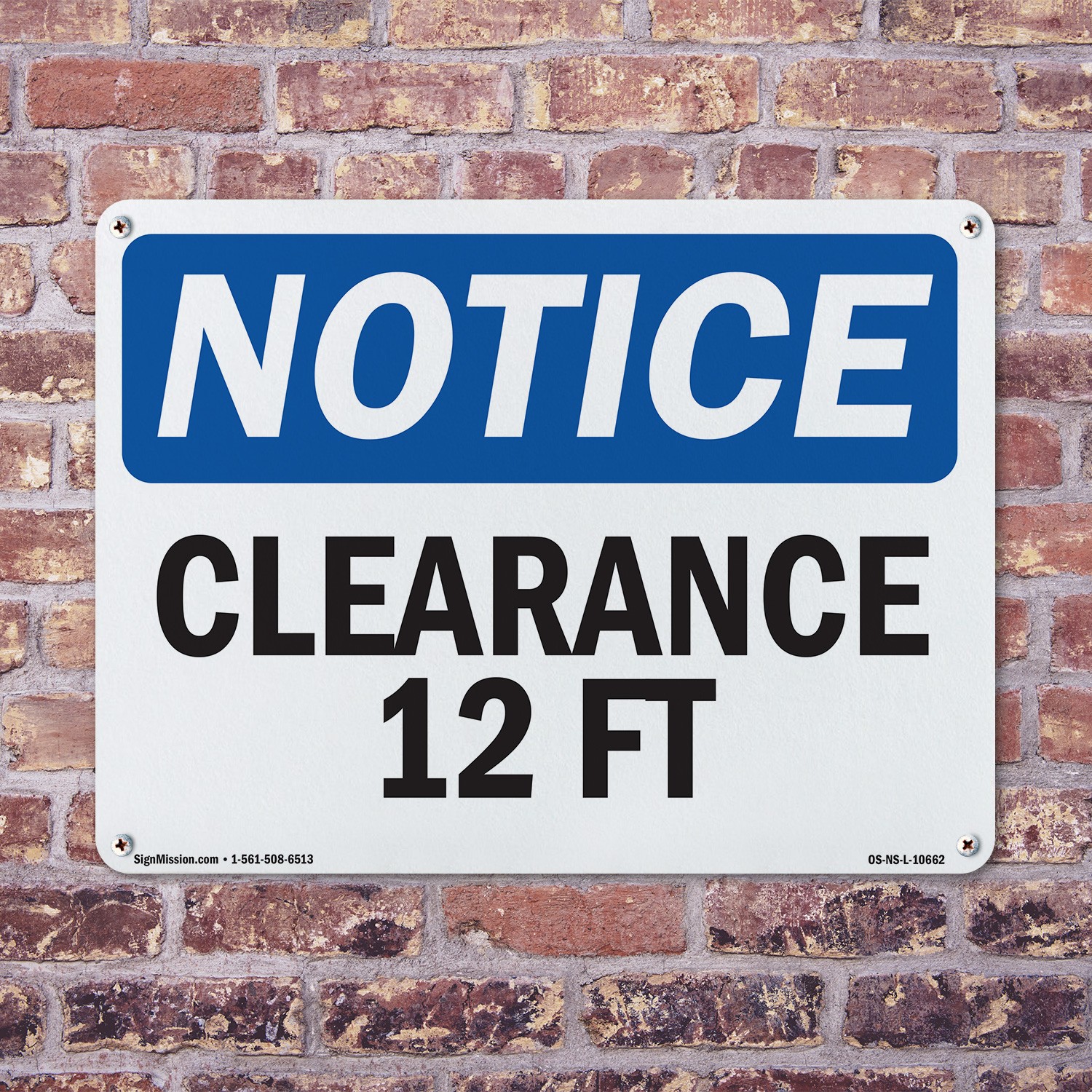 Clearance 12 Ft OSHA Notice Sign Metal, Plastic, Or Decal – 5 or 10 Pack
