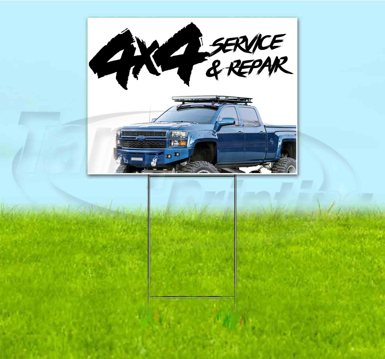 4X4 SERVICE AND REPAIR 18×24 Yard Sign WITH STAKE Corrugated Bandit USA MECHANIC