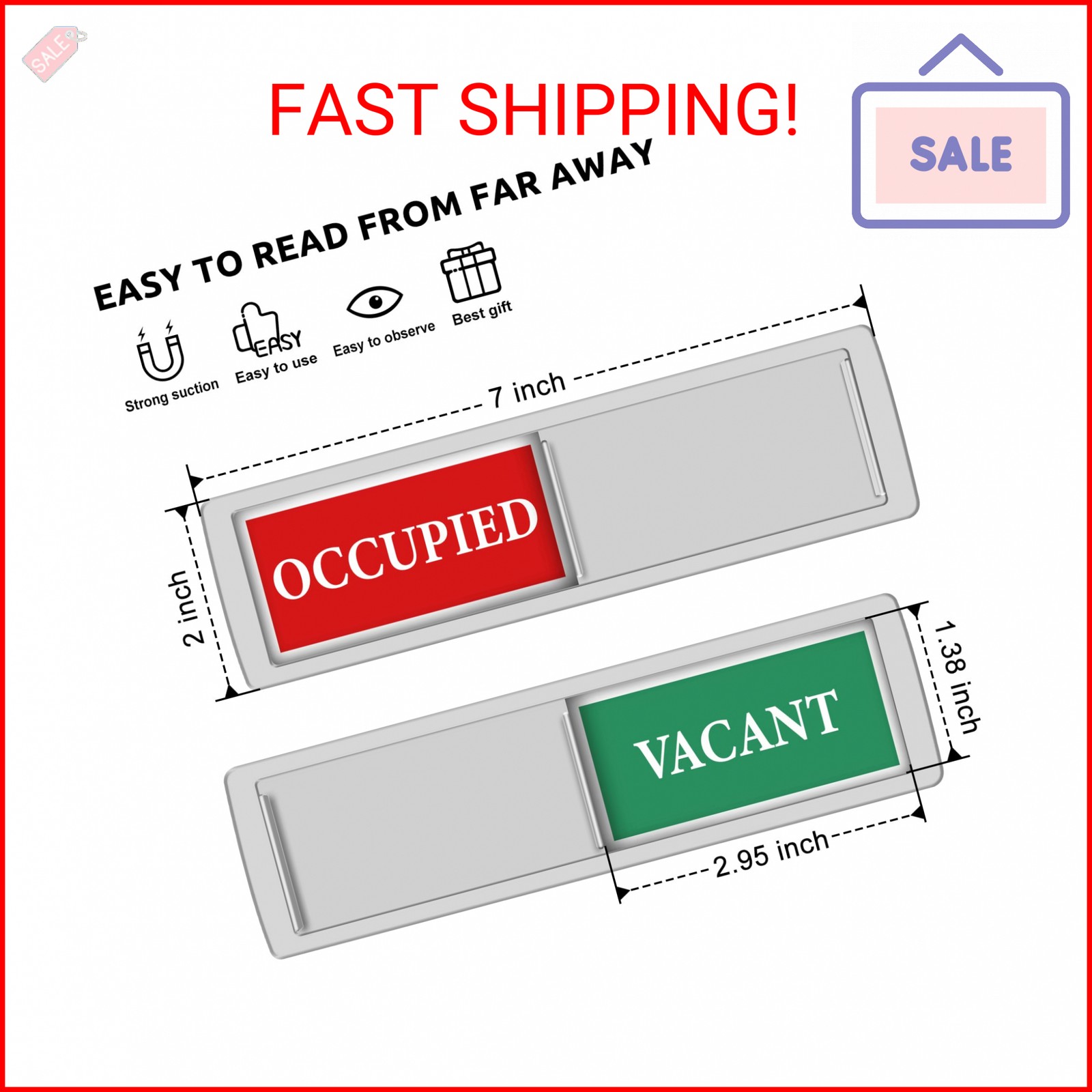 Privacy Sign – Vacant Occupied Sign for Home Bathroom Office Restroom Conference