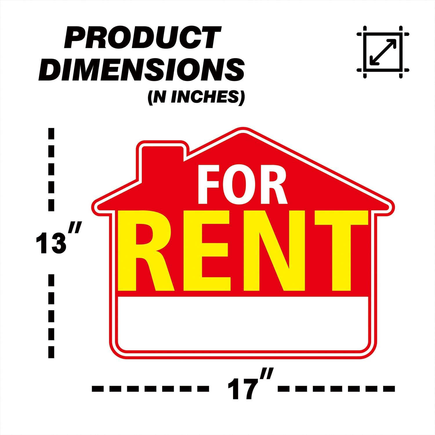 For Rent Signs with Stakes 17&Prime;X13&Prime; – Double-Sided Red White Yellow Yard Signs –