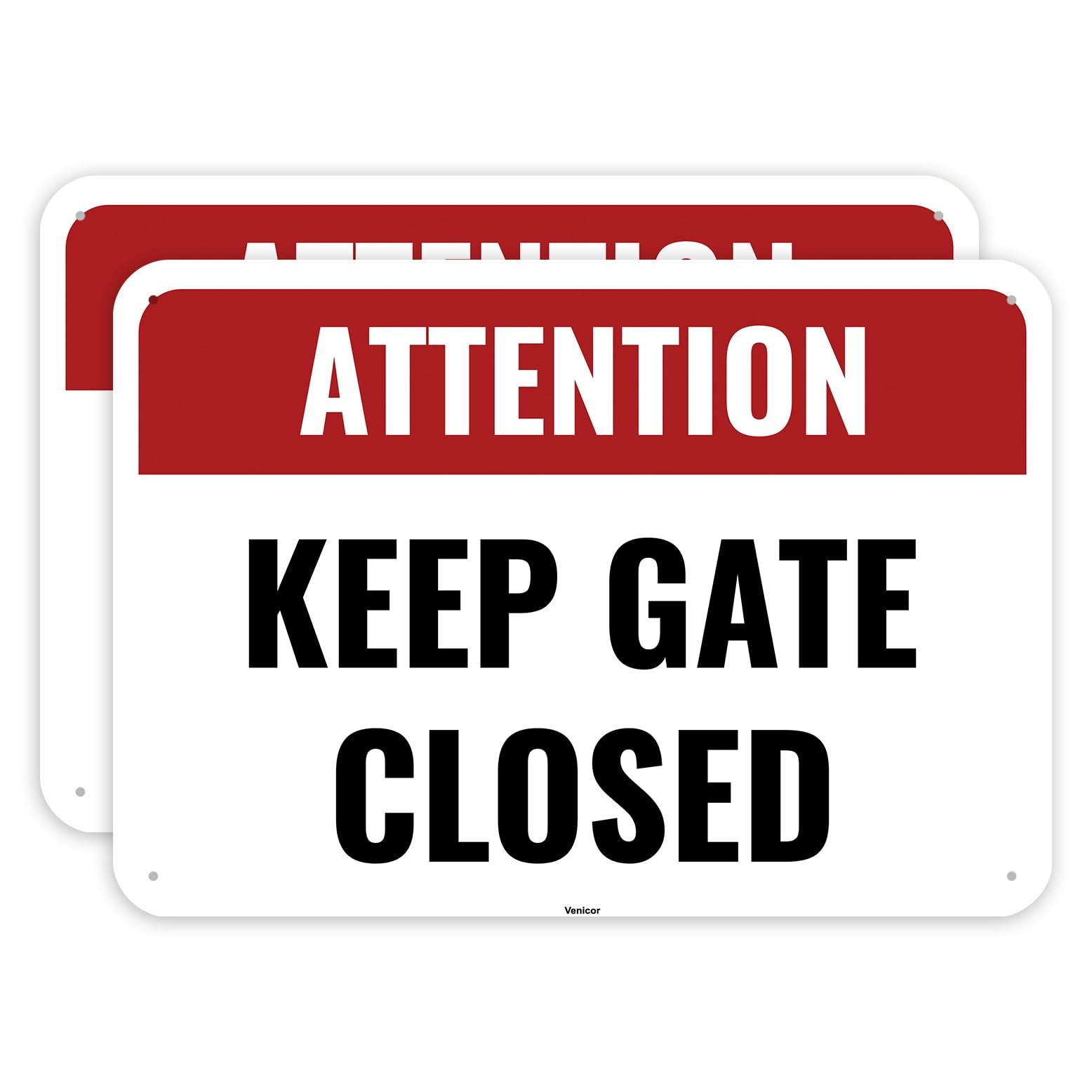 2 PCS 10×7 Inch Please Keep Gate Closed Dog Sign Aluminum Metal Warning Board