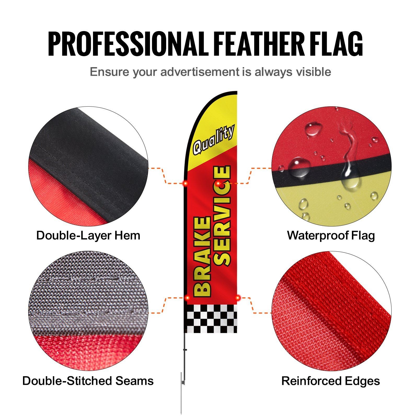 16.3ft High-Visibility Feather Flag Kit – 4 Flags, Aluminum Fiberglass Poles