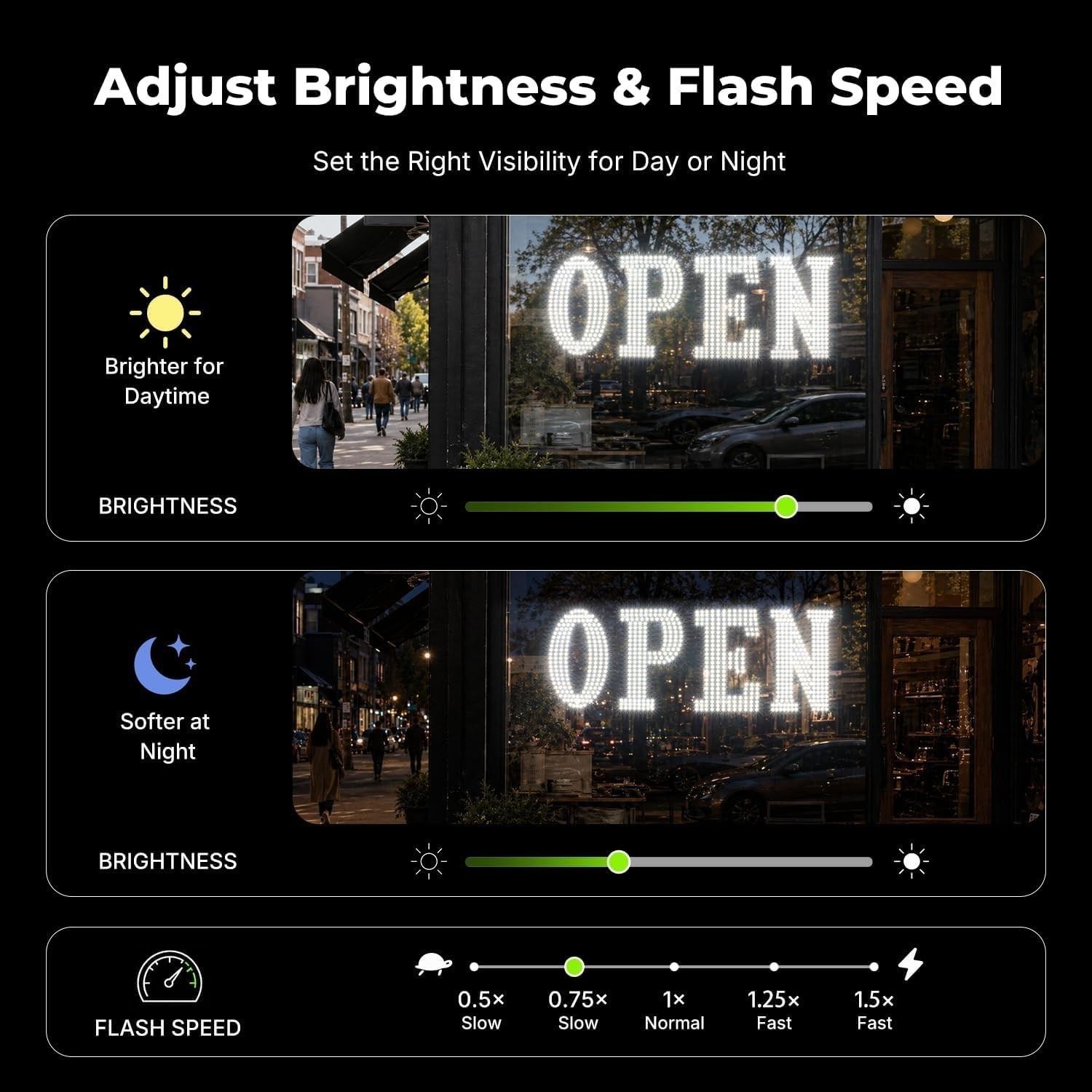 40&Prime; x 14&Prime; Large LED Open Sign with Remote Control High Bright Visibility Busines