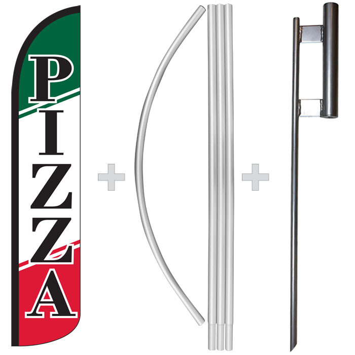Pizza 15&prime; Tall Windless Swooper Feather Banner Flag & Pole Kit