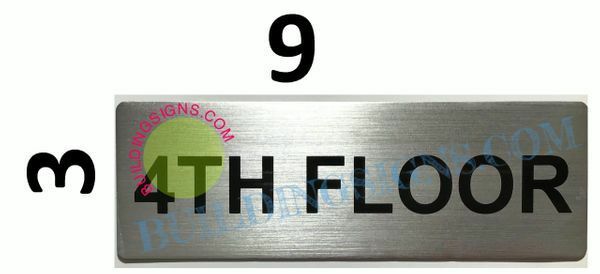 4th Floor Sign (Brushed Aluminum, 3X9)–REF24-1027