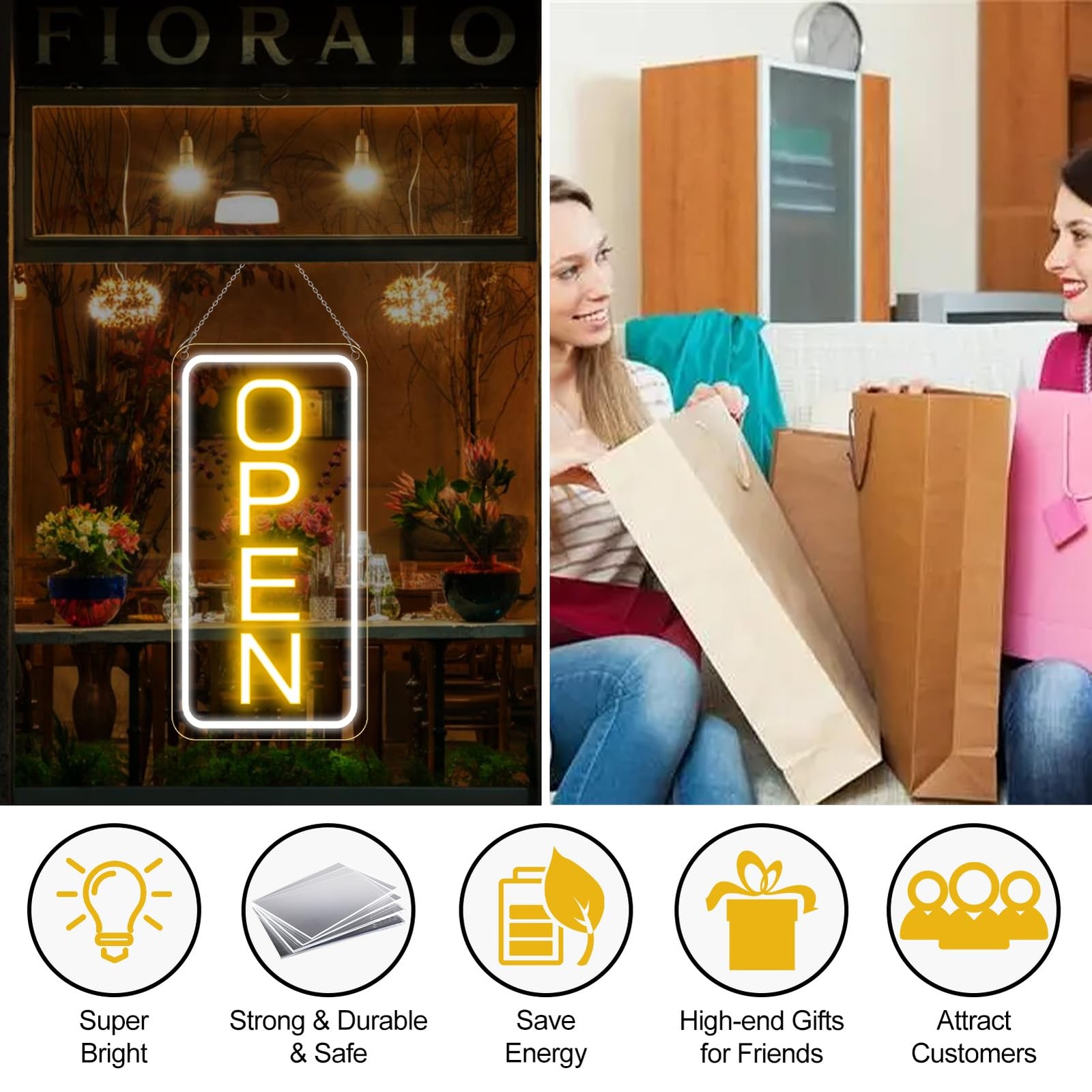 22.8&Prime;x11.8&Prime; Large LED Open Sign for Business Bar Retail Shop Light Ultra Bright
