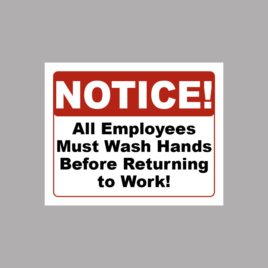 Employees Wash Hands 10&Prime; wide x 8&Prime; tall Self-Adhesive Washable Vinyl Decal