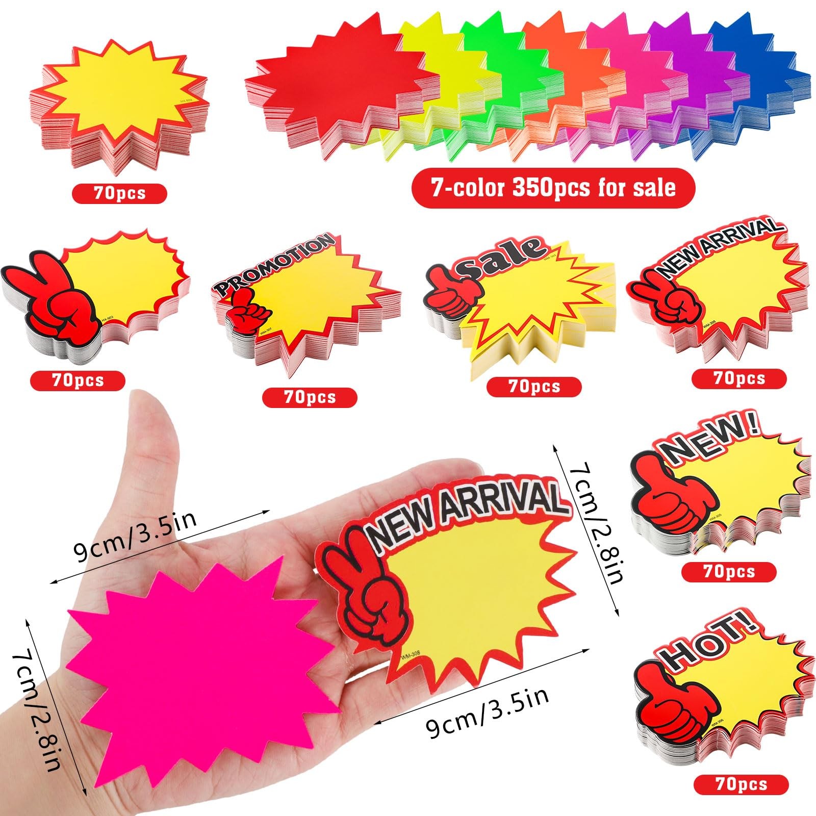 Starburst Signs Fluorescent Price Tags Retail Sale Label 3.5×2.8 Inch 700 PCS