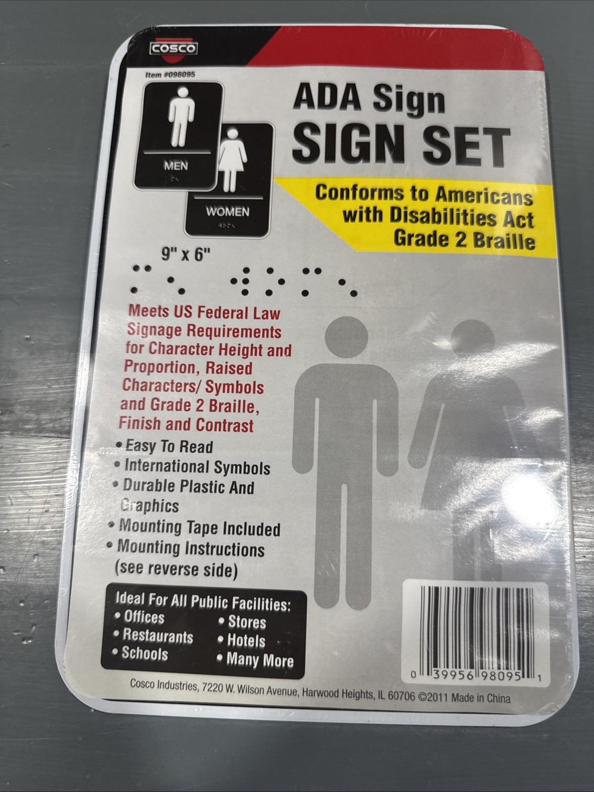 Cosco ADA Men & Women Restroom Signs 9&Prime; x 6&Prime; Male & Female