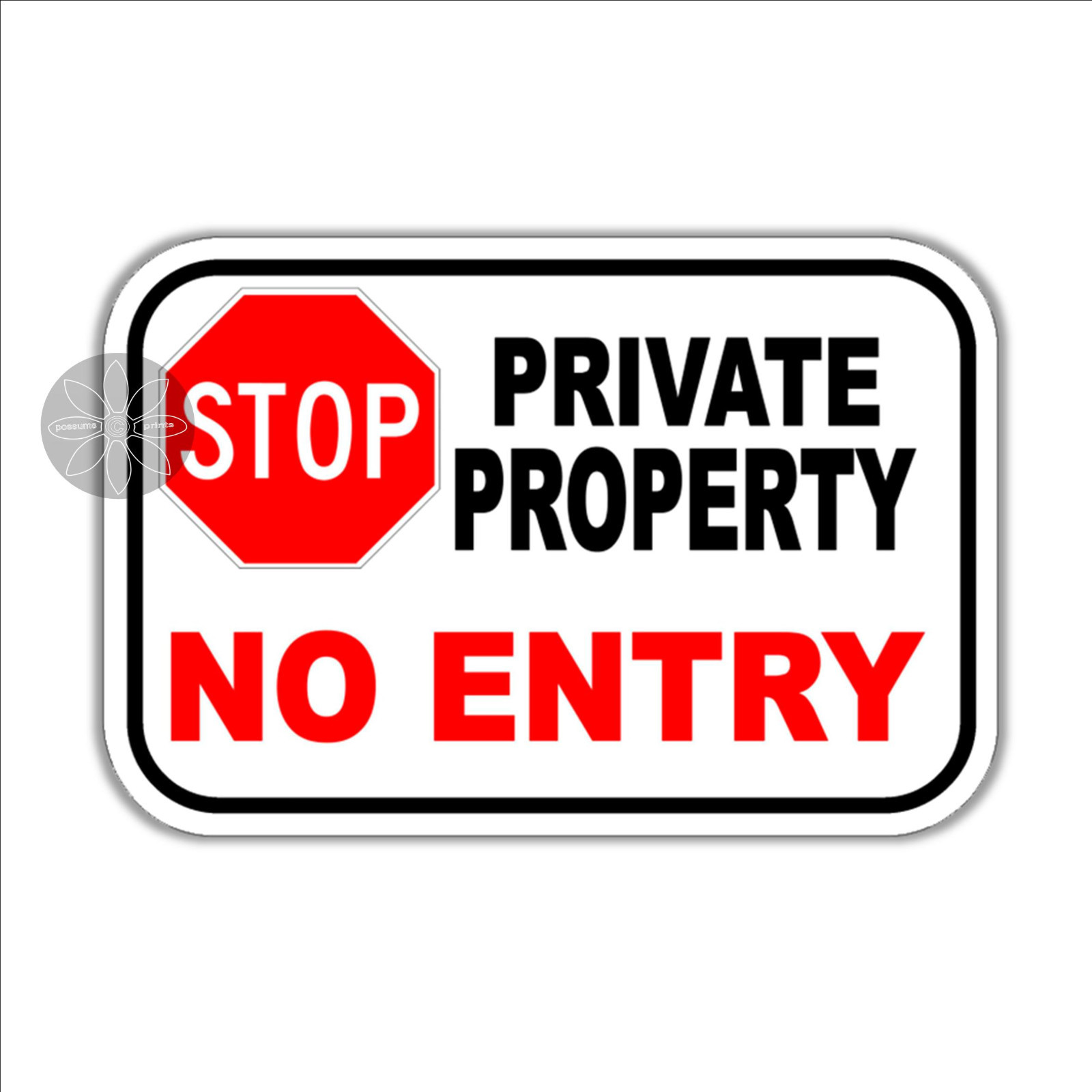 private property no entry sticker for door gate, van, sign or secure area 122mm
