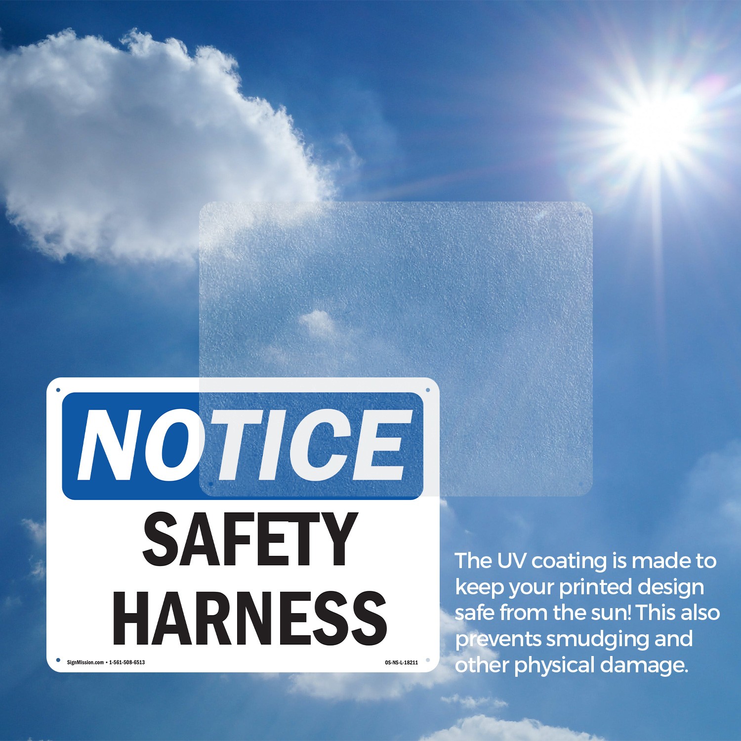 Safety Harness OSHA Notice Sign Metal, Plastic, Or Decal – 5 or 10 Pack