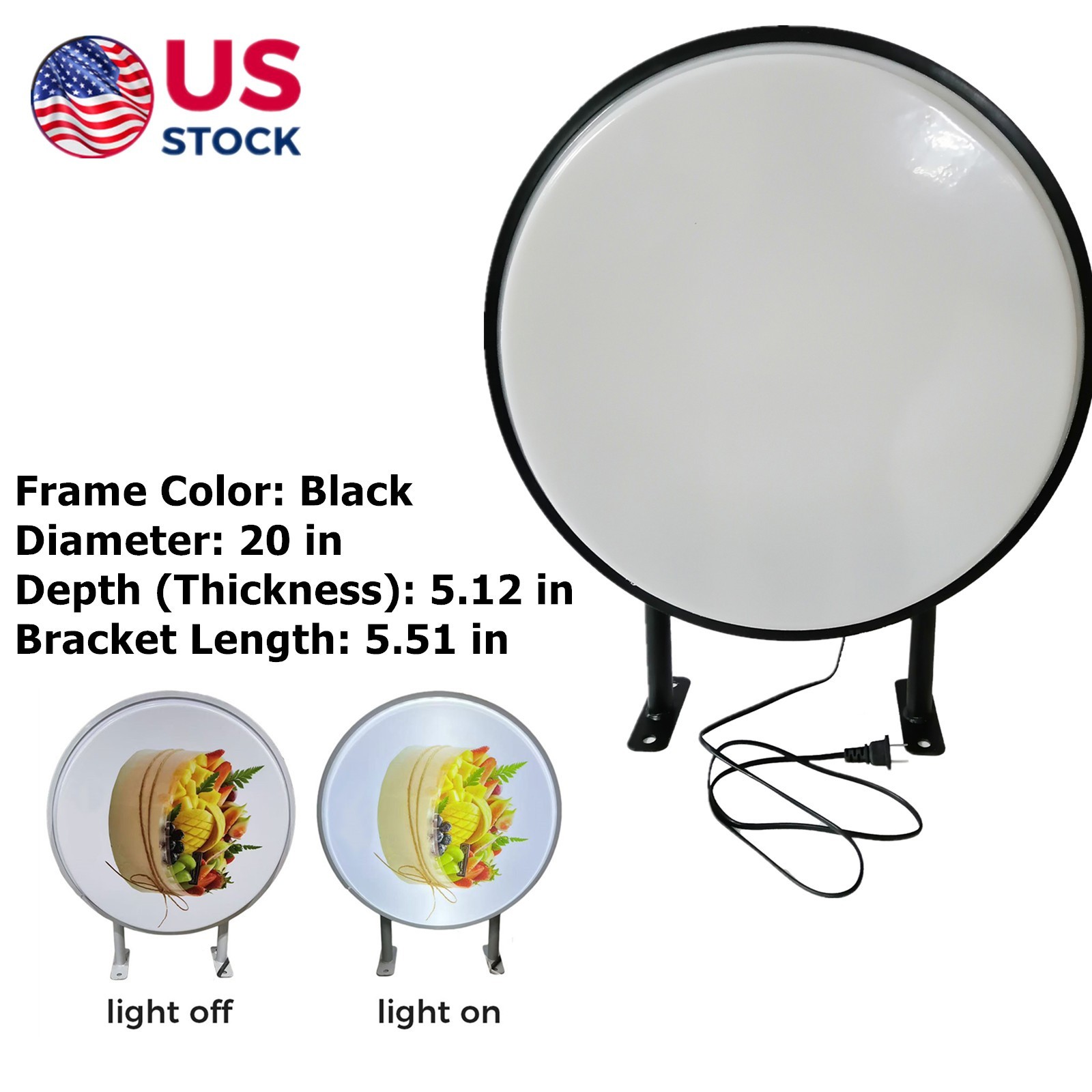 20&Prime; Round LED Light Box / Circular Projecting Lightbox Plain Blanks