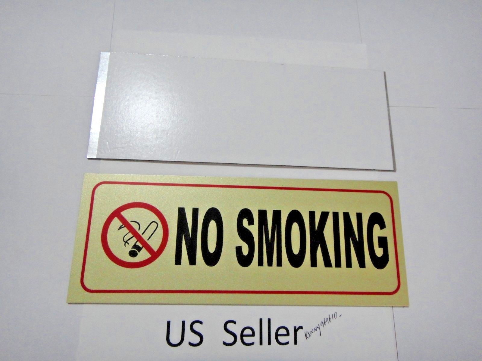 2 Pcs Gold & Black  » NO SMOKING  » Sign 3.75 x 9.5 inch decal/sticker US Seller