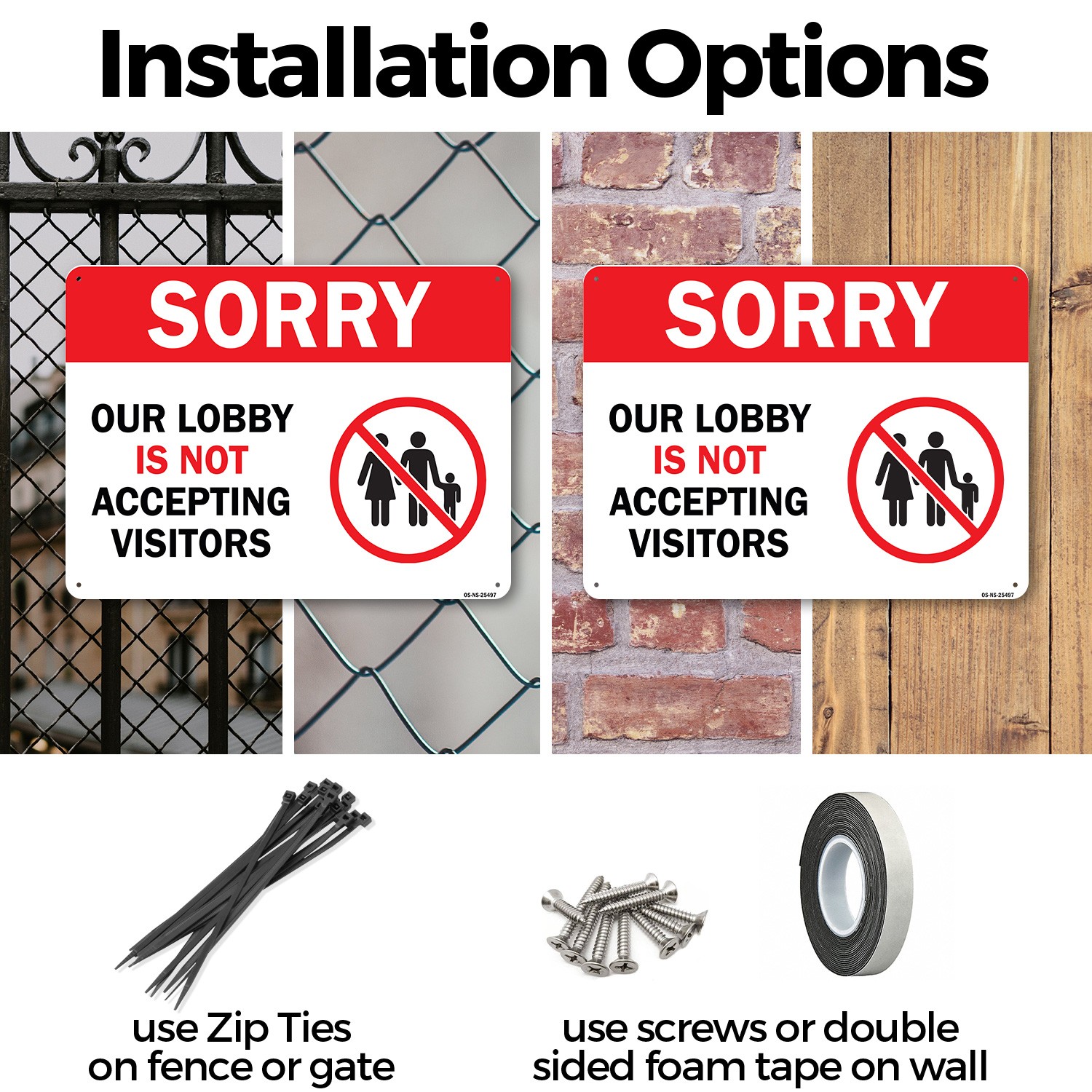 Sorry Our Lobby Is Not Accepting Visitors Public Safety Sign, Decal 5 or 10 Pack