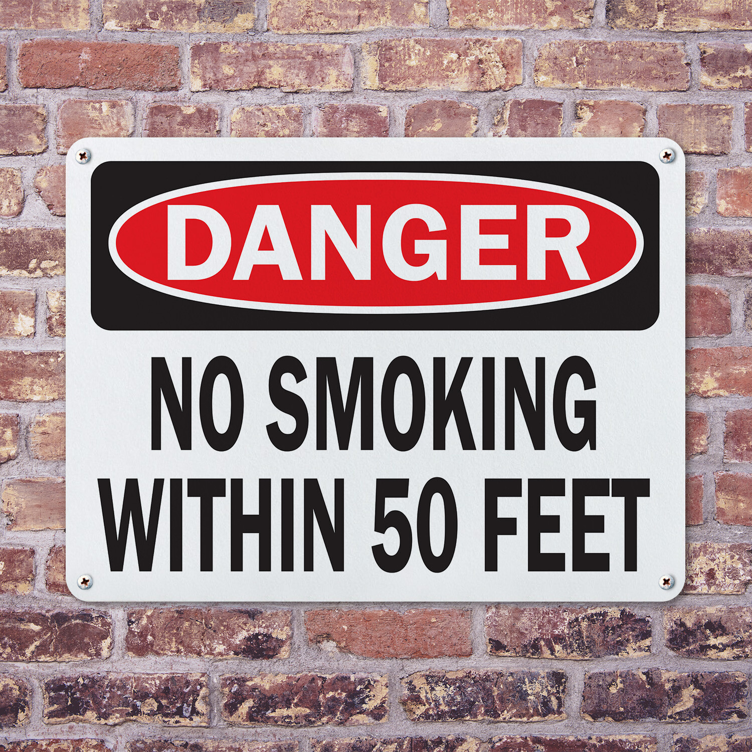 (2 Pack) No Smoking Within 50 Feet OSHA Danger Sign Decal Metal Plastic