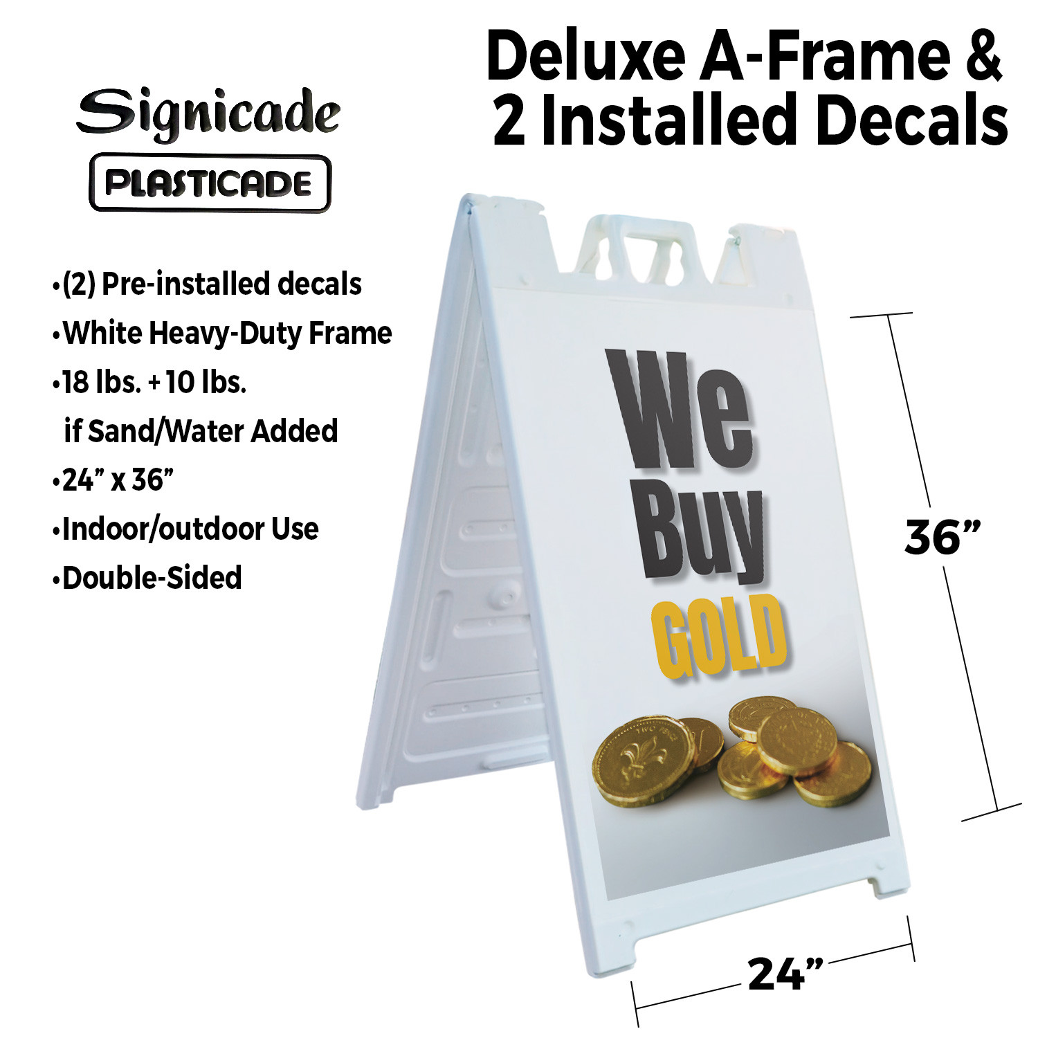 We Buy Gold Vertical Heavy Duty A-Frame Sidewalk Sign Reliable Transactions