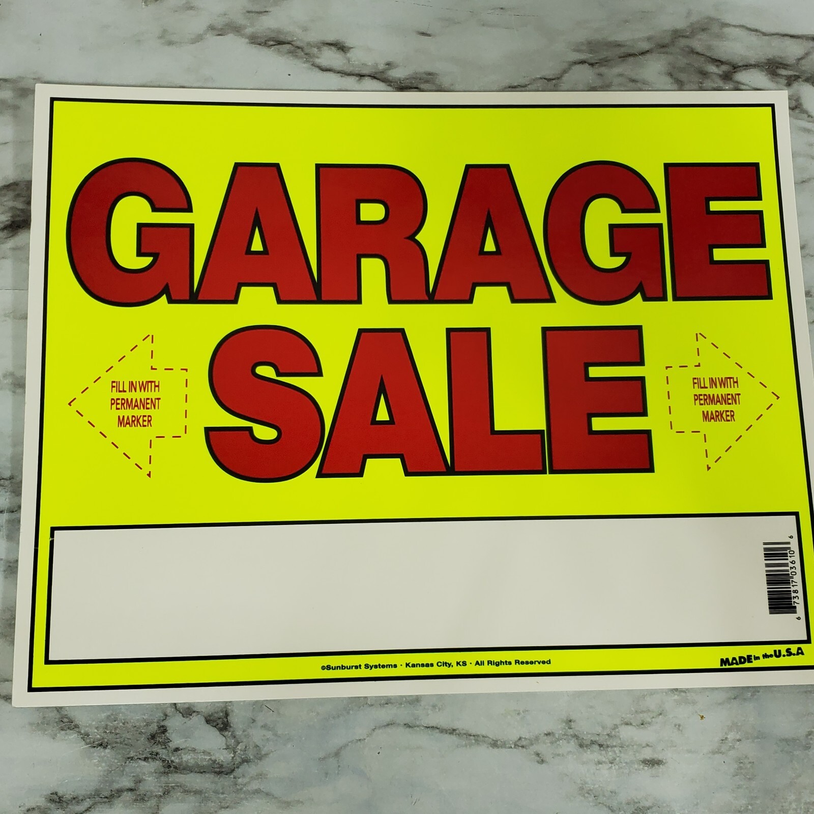 Sunburst Systems Neon Yellow Garage Sale Sign 11&Prime; x 14&Prime; with Arrows – Lot of 8