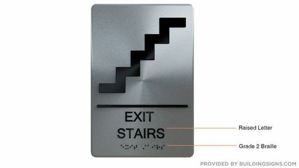 EXIT STAIRS SIGN (Aluminum, Silver, size 6×9)-REF24-1027