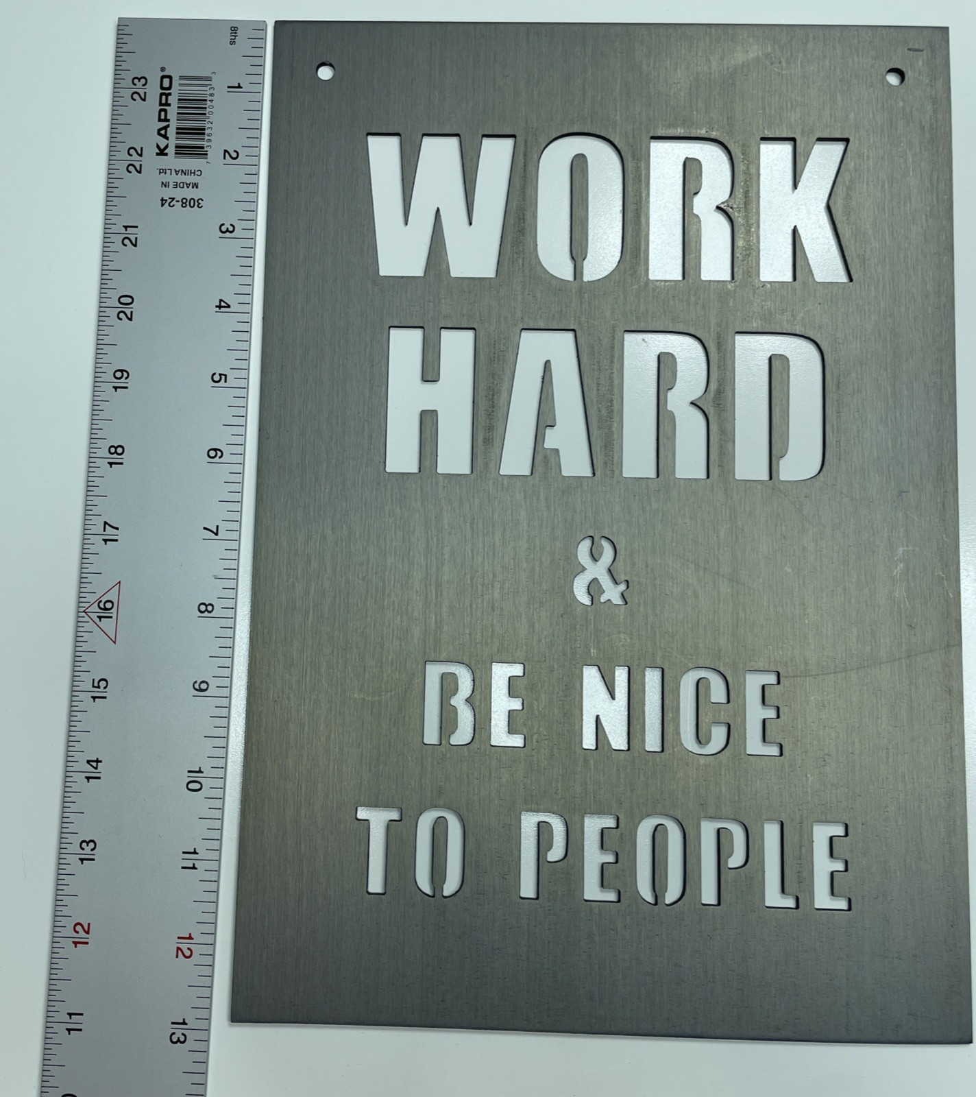 JDH Iron Designs Wall Sign « Work Hard and Be Nice To People » 13 X 9 In Steel USA