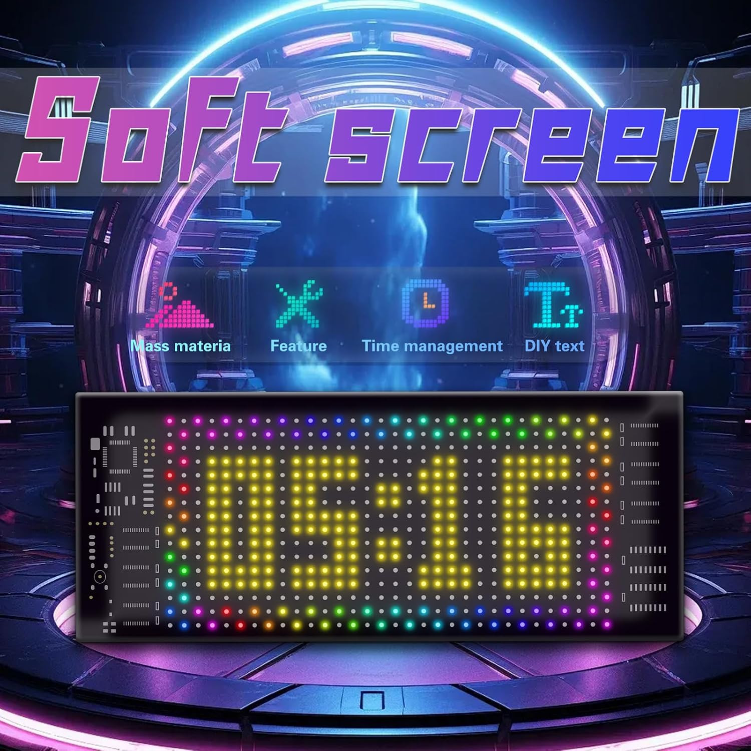 LED Car Sign, 7 »X3 » Flexible Smart Display Bluetooth APP Control Scrolling Bri
