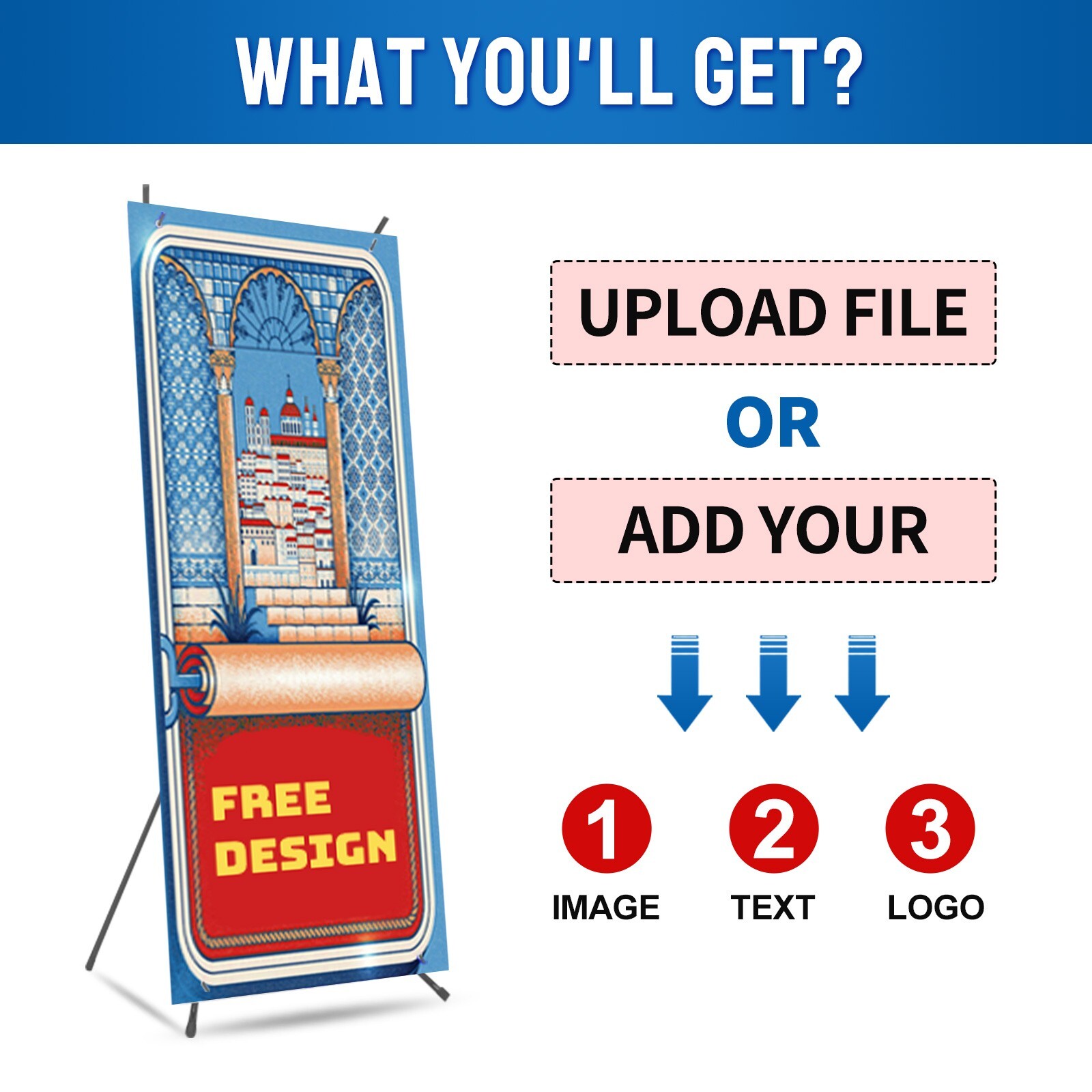 Custom retractable X-Banner Stand with Customized Banner for Business Display