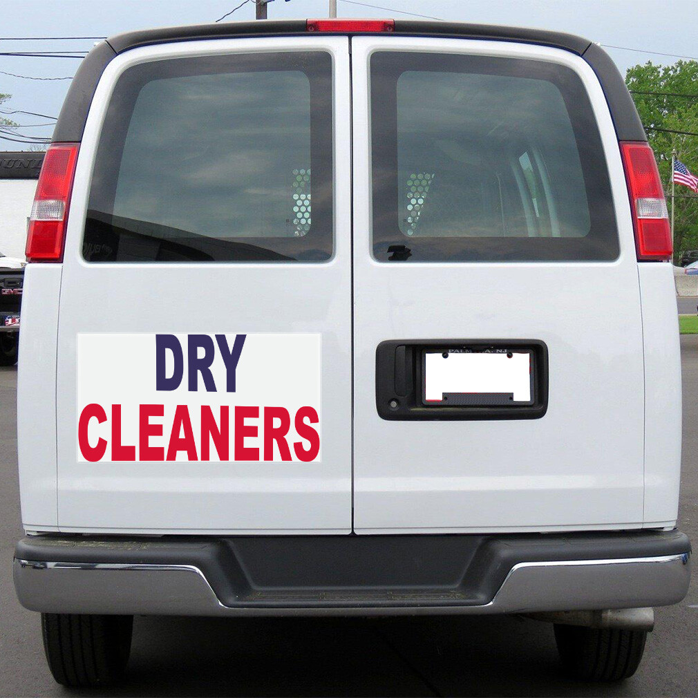 Car Magnet Set of 2 Dry Cleaners Blue Red B Car Advertising Industrial Sign