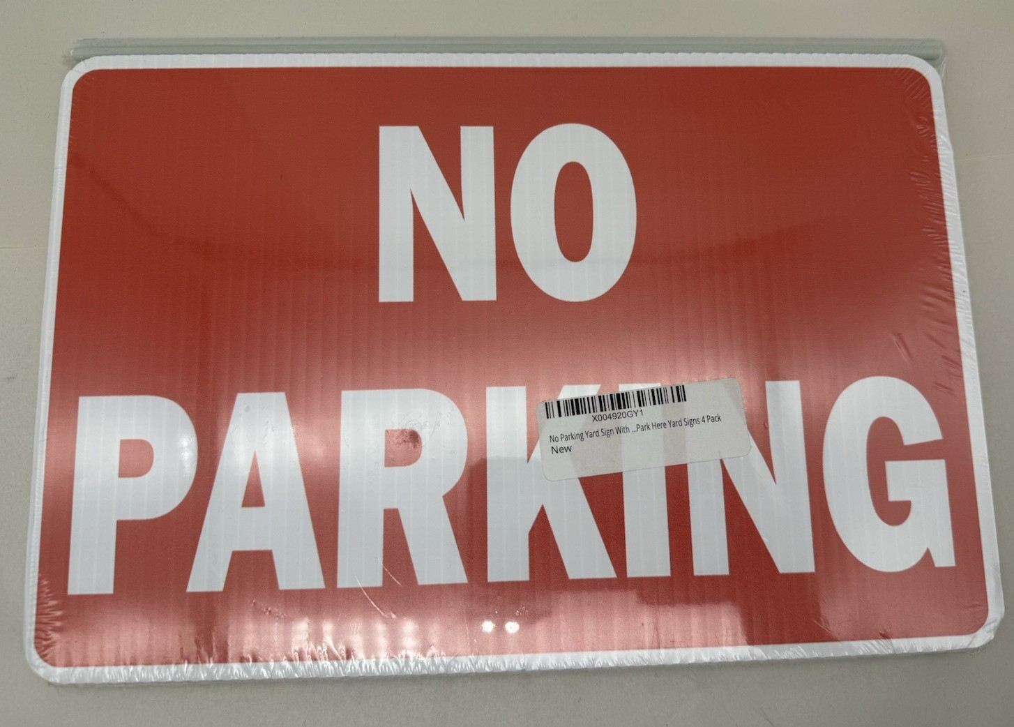 12&Prime;x8&Prime; No Parking Yard Sign with Stake *Lightweight Weather Resistant 4pcs *READ