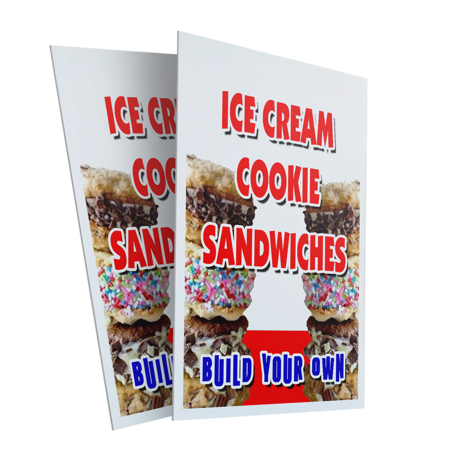 A-frame Sidewalk Ice Cream Cookie Sanwiches Build Your Own 24&Prime; x 36&Prime; Double Side