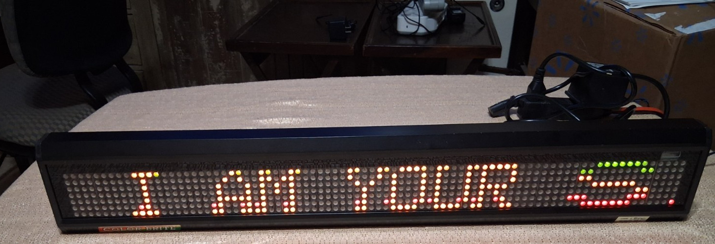 Good Used COLOR-BRITE SW-214CR Lighted Multi-color Scrolling Sign 26&Prime; x 4&Prime;