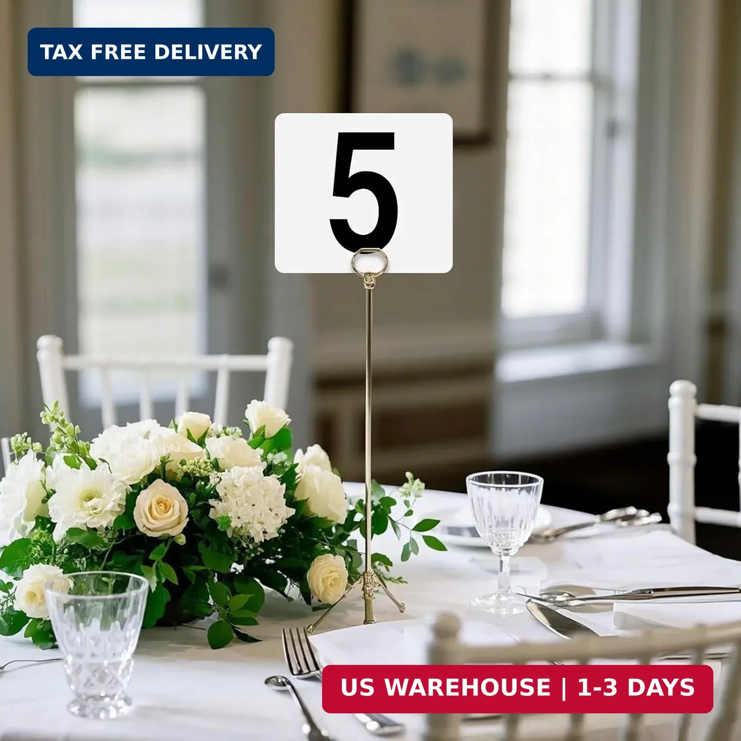 100 Pcs Table Numbers 1-100, Plastic Double Sided Table Number Cards, 4×3.7 Inch