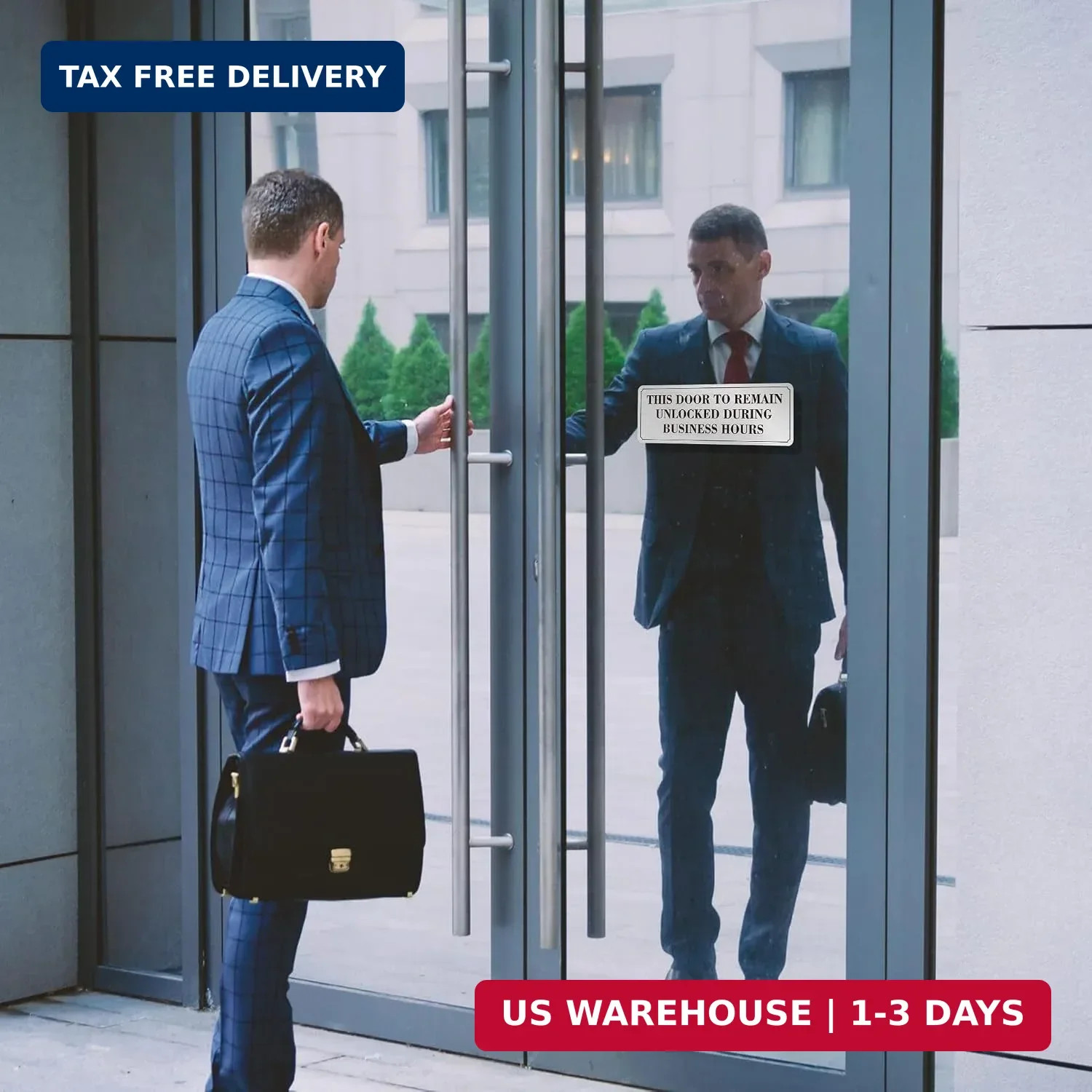 2PCS Door Must Remain Unlocked During Business Hours Sticker Sign，Self-Adhesive