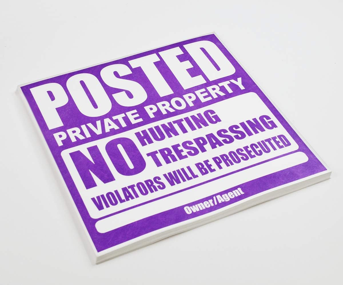 25 Pack Posted Private Property Sign 11&Prime;x11&Prime; Tyvek No Trespassing Hunting Purple