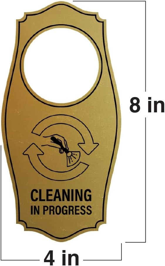 Signs ByLITA Cleaning in Progress Door Hanger – White Red, 4&Prime; x 8&Prime;