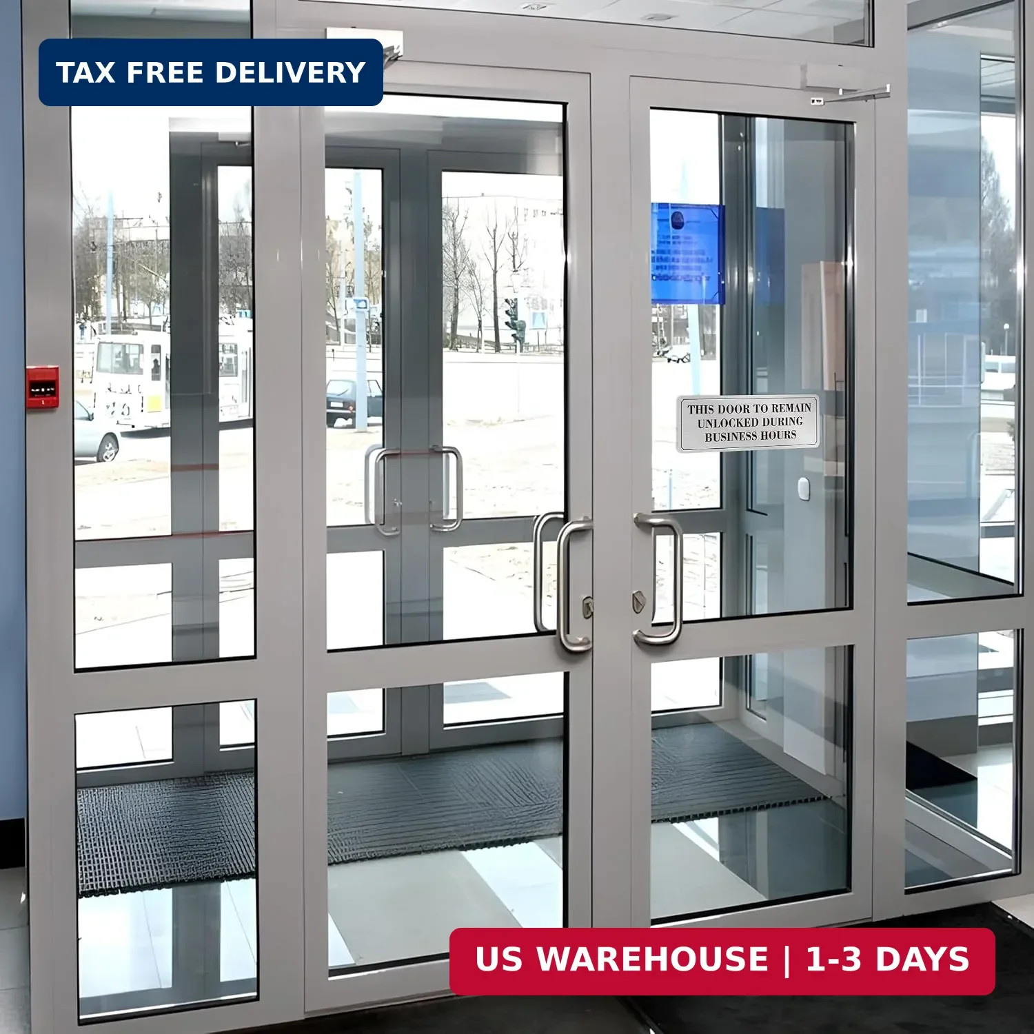 2PCS Door Must Remain Unlocked During Business Hours Sticker Sign，Self-Adhesive